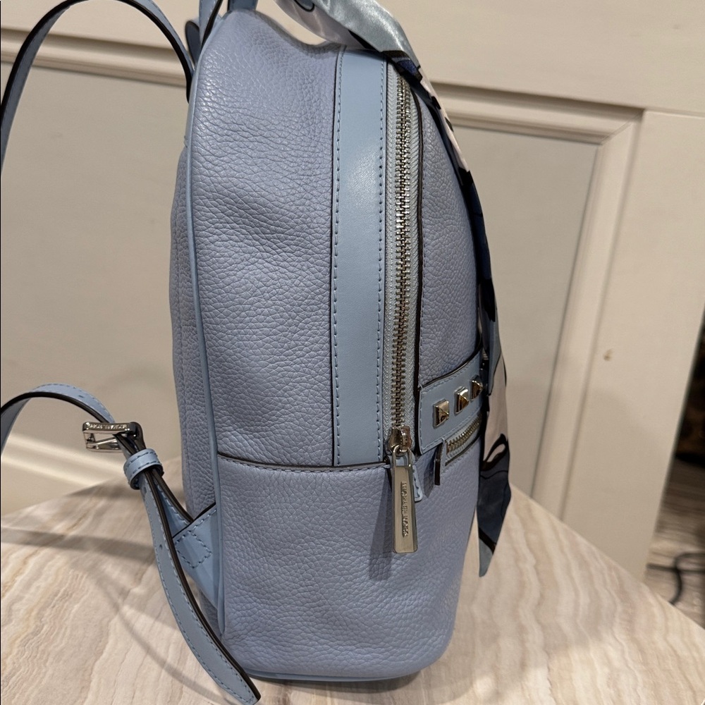 Michael Kors Kenly Blue Leather Studded Backpack - Picture 6 of 17